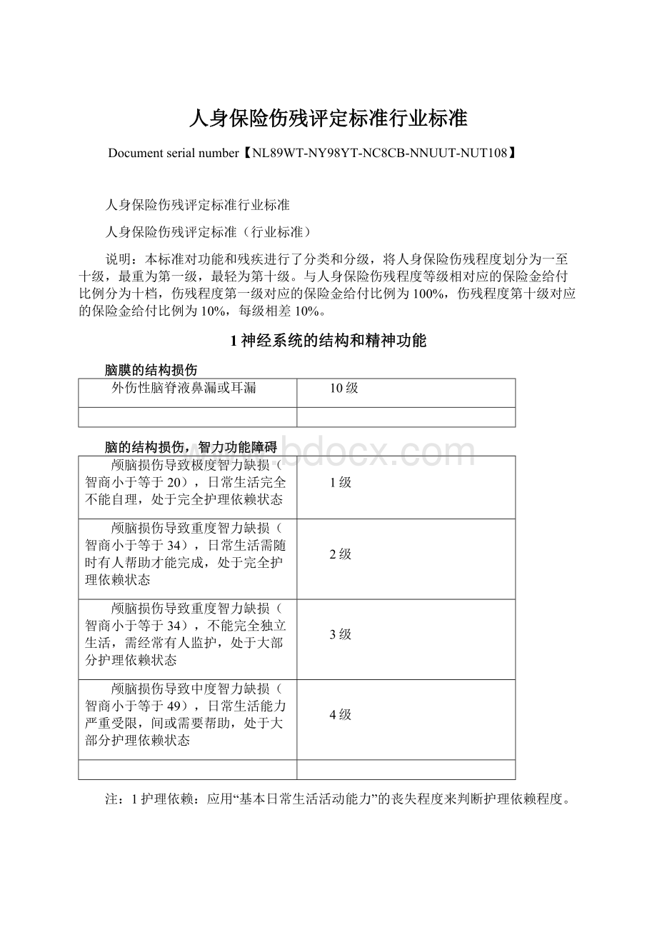 人身保险伤残评定标准行业标准.docx_第1页