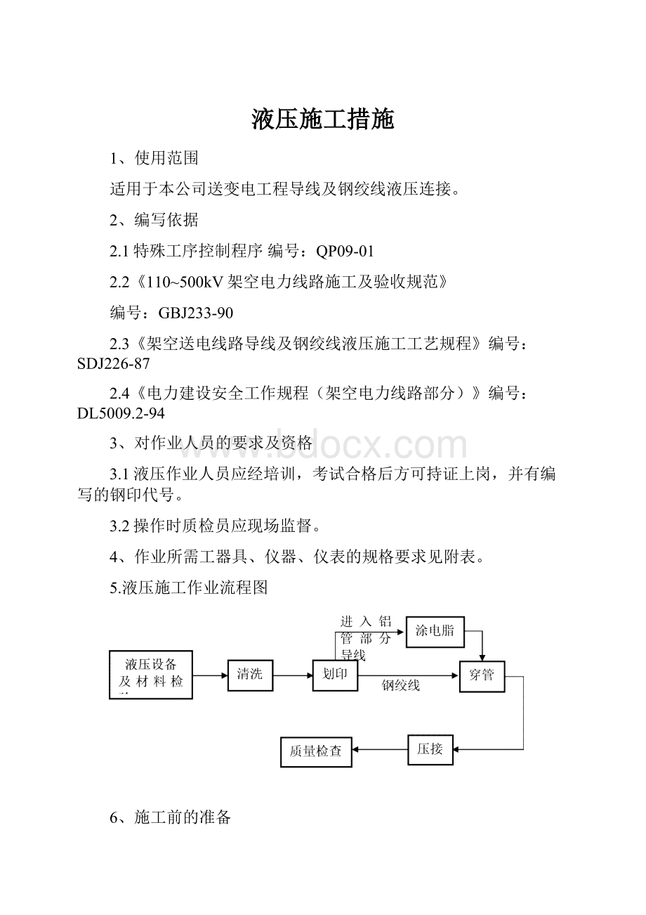 液压施工措施Word文档格式.docx