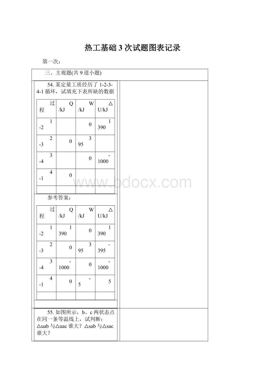 热工基础3次试题图表记录.docx