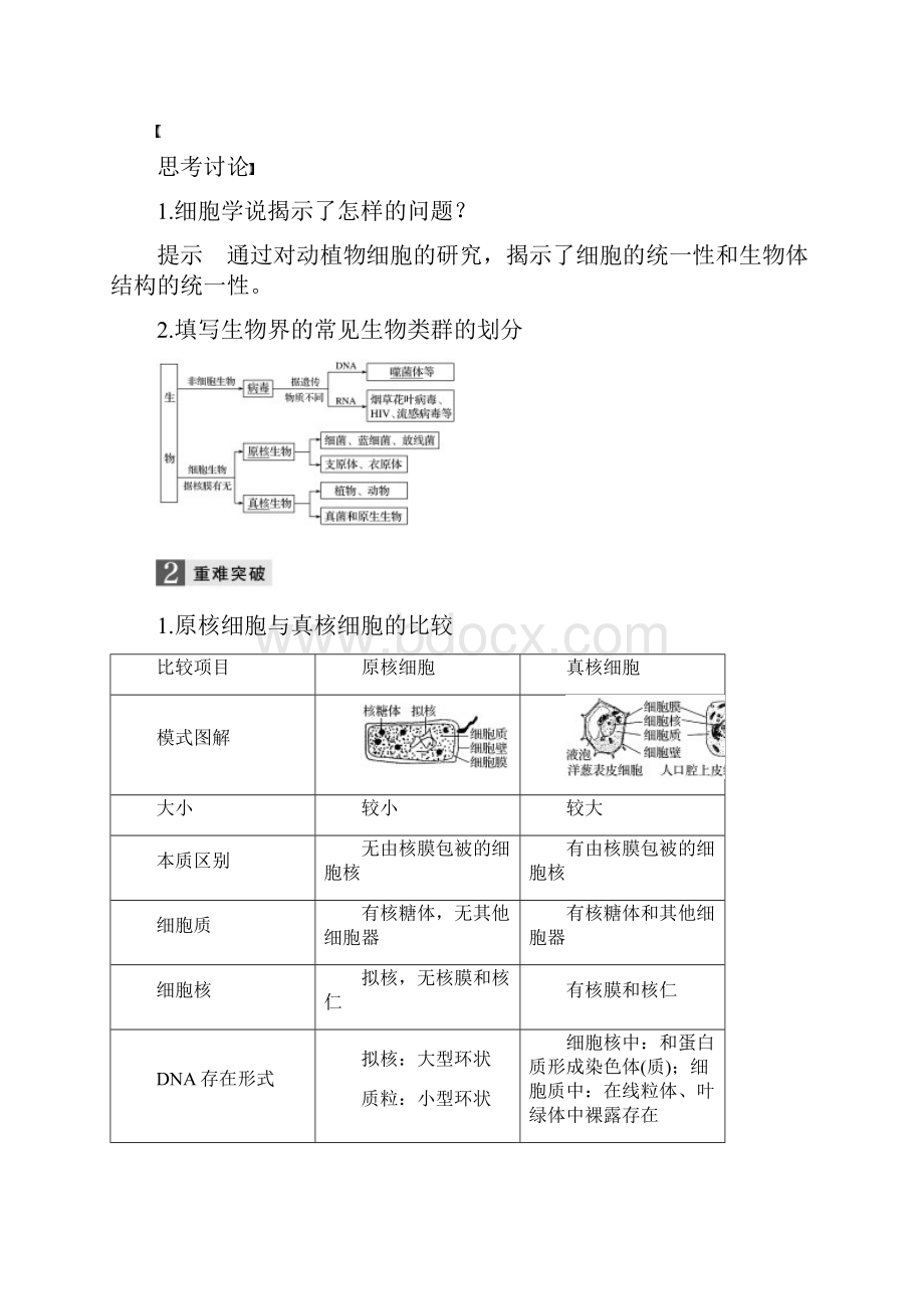 浙江选考版高考生物一轮总复习第一单元细胞的分子组成与结构第3讲细胞概述细胞膜和细胞壁学案Word文件下载.docx_第3页