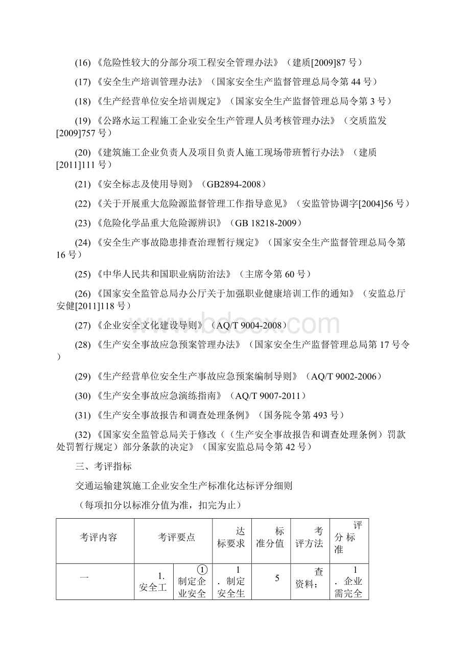 交通运输建筑企业安全生产标准化考评实施细则版Word文档格式.docx_第2页