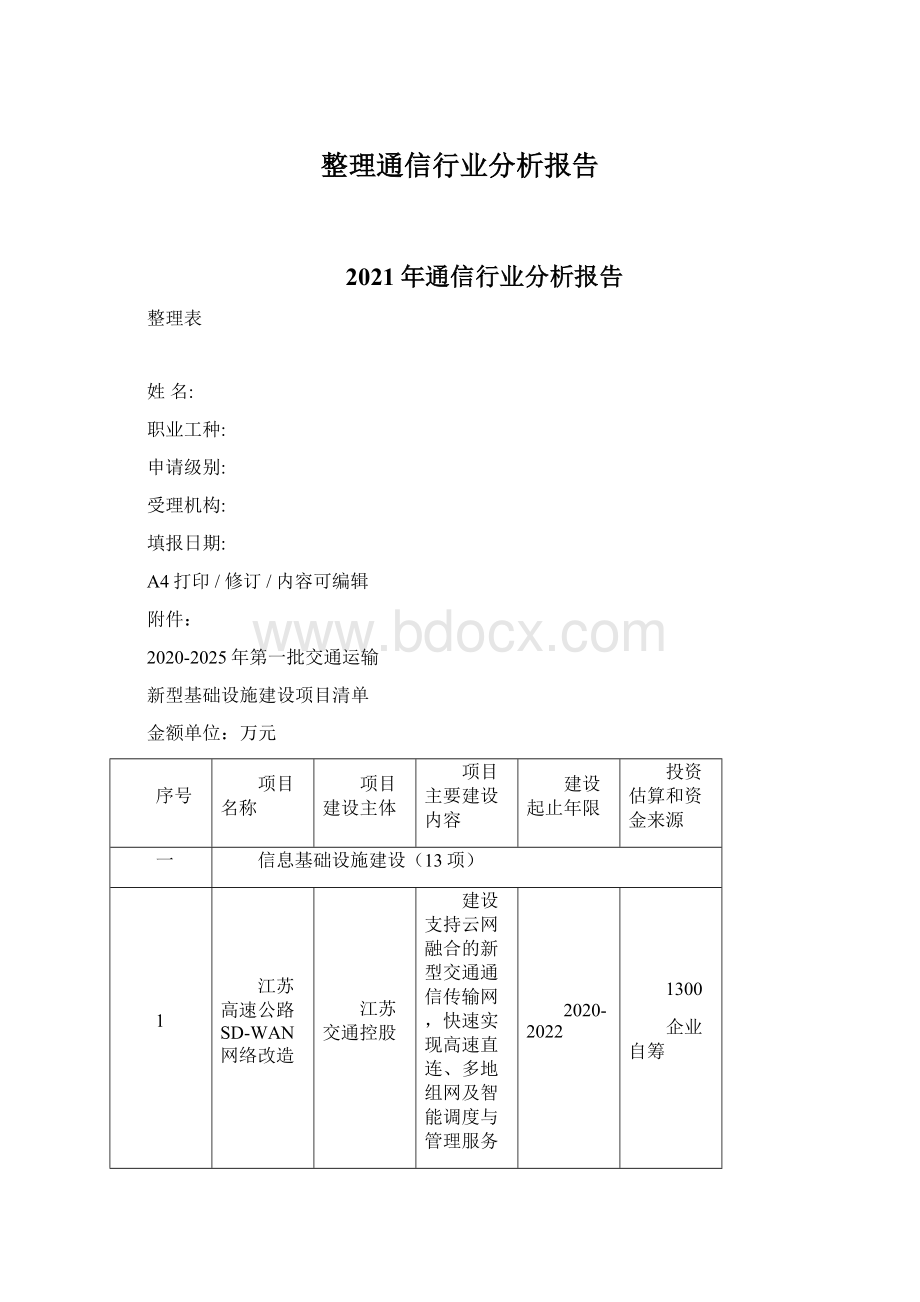 整理通信行业分析报告Word格式.docx_第1页