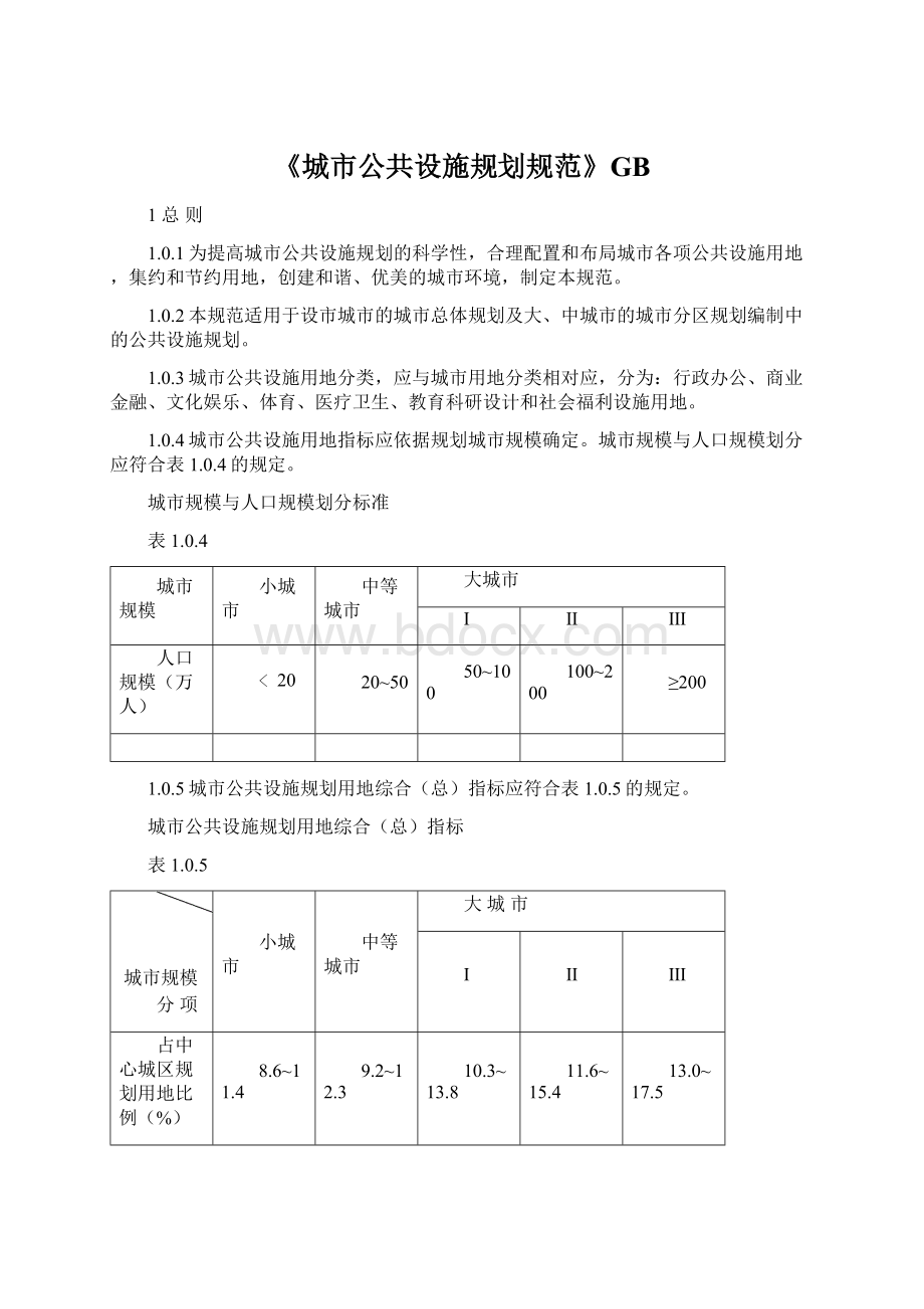 《城市公共设施规划规范》GB.docx_第1页