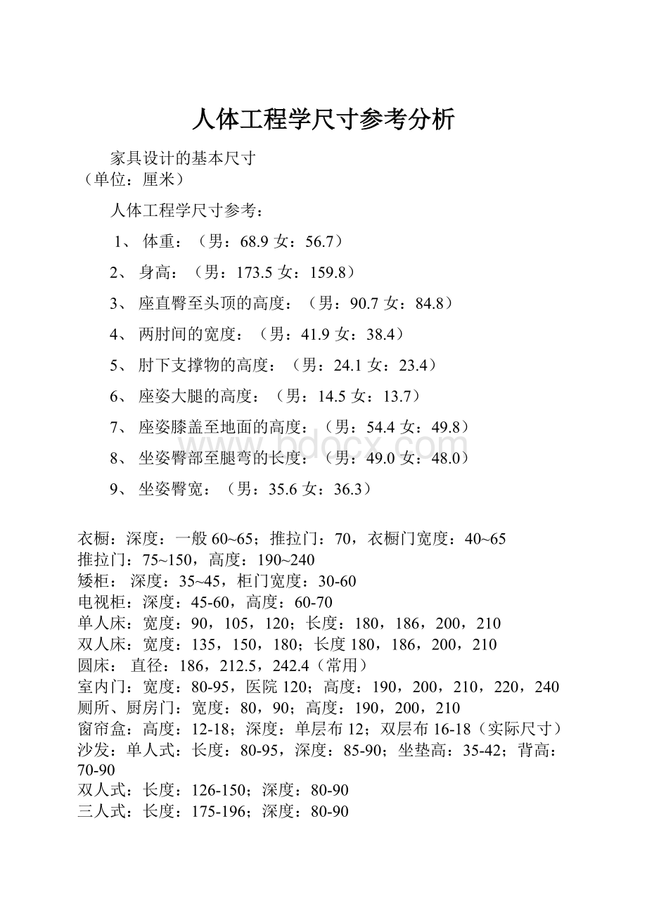 人体工程学尺寸参考分析.docx_第1页