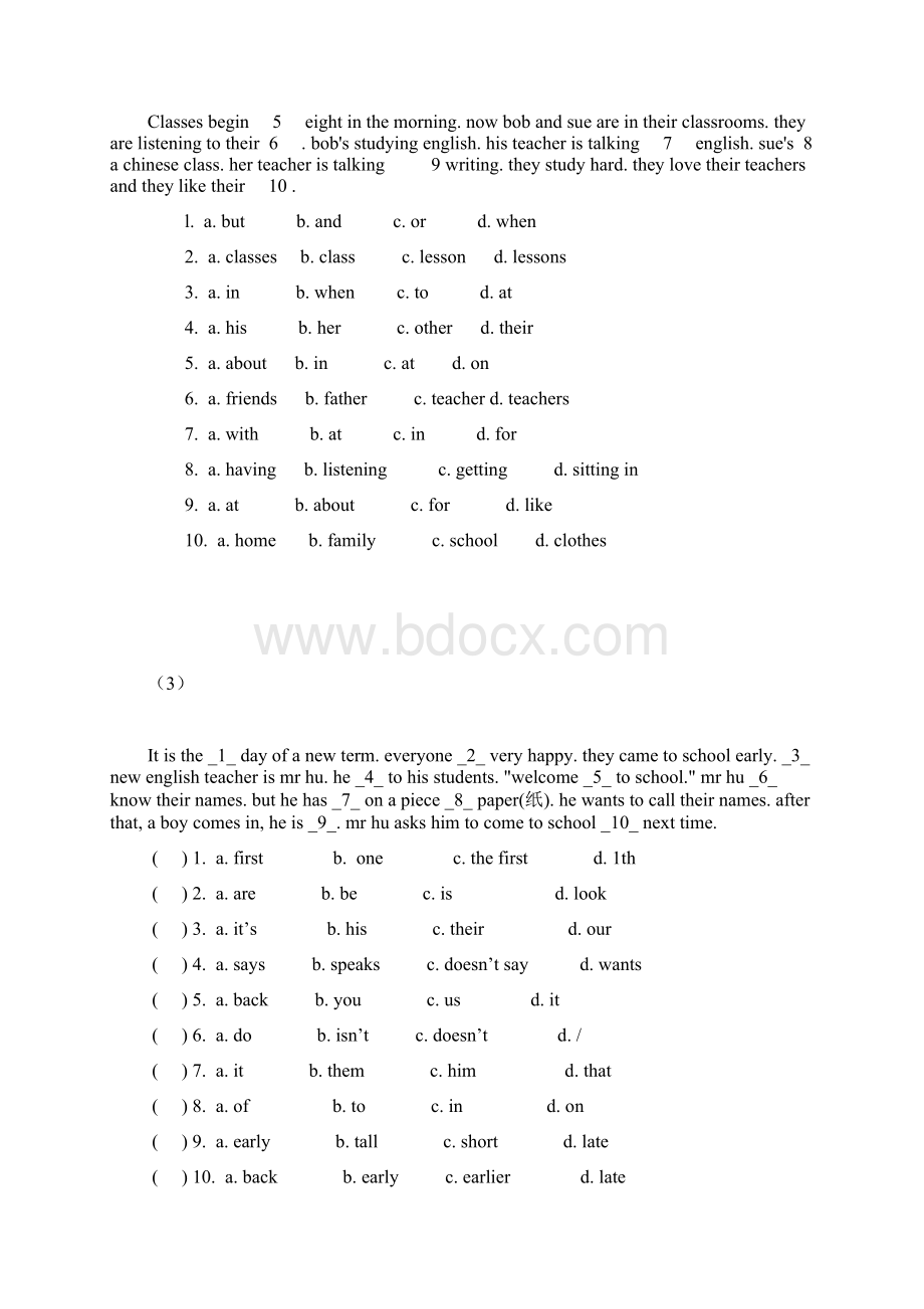 精品七年级英语完形填空20篇.docx_第2页