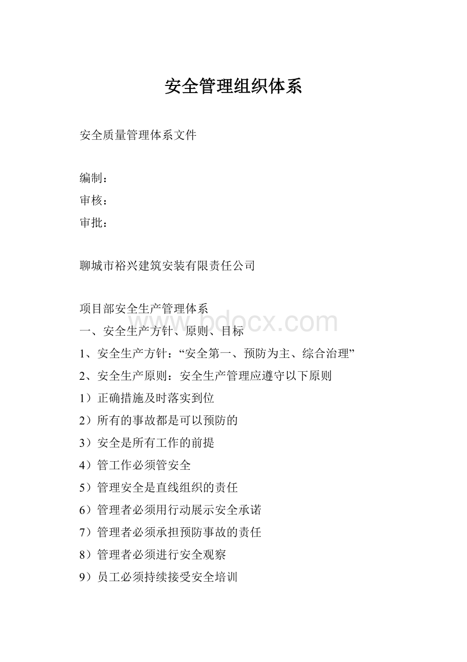 安全管理组织体系Word格式.docx