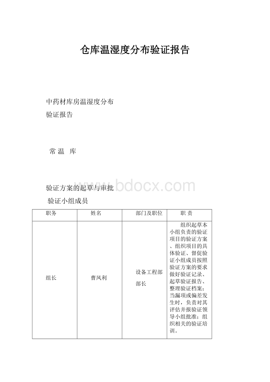 仓库温湿度分布验证报告Word格式文档下载.docx_第1页