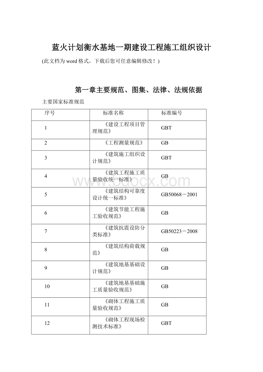 蓝火计划衡水基地一期建设工程施工组织设计.docx