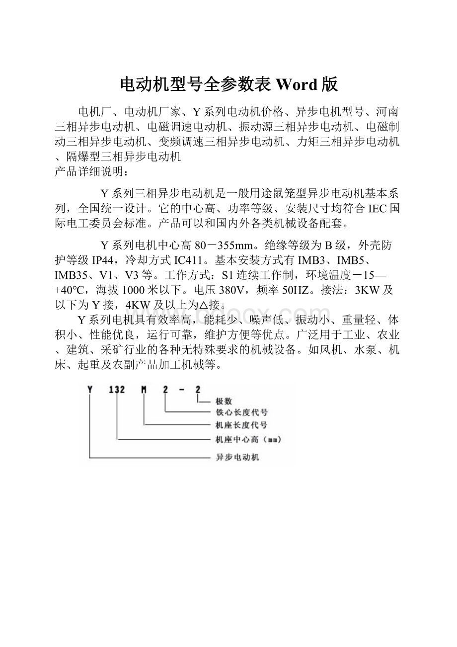 电动机型号全参数表Word版.docx_第1页