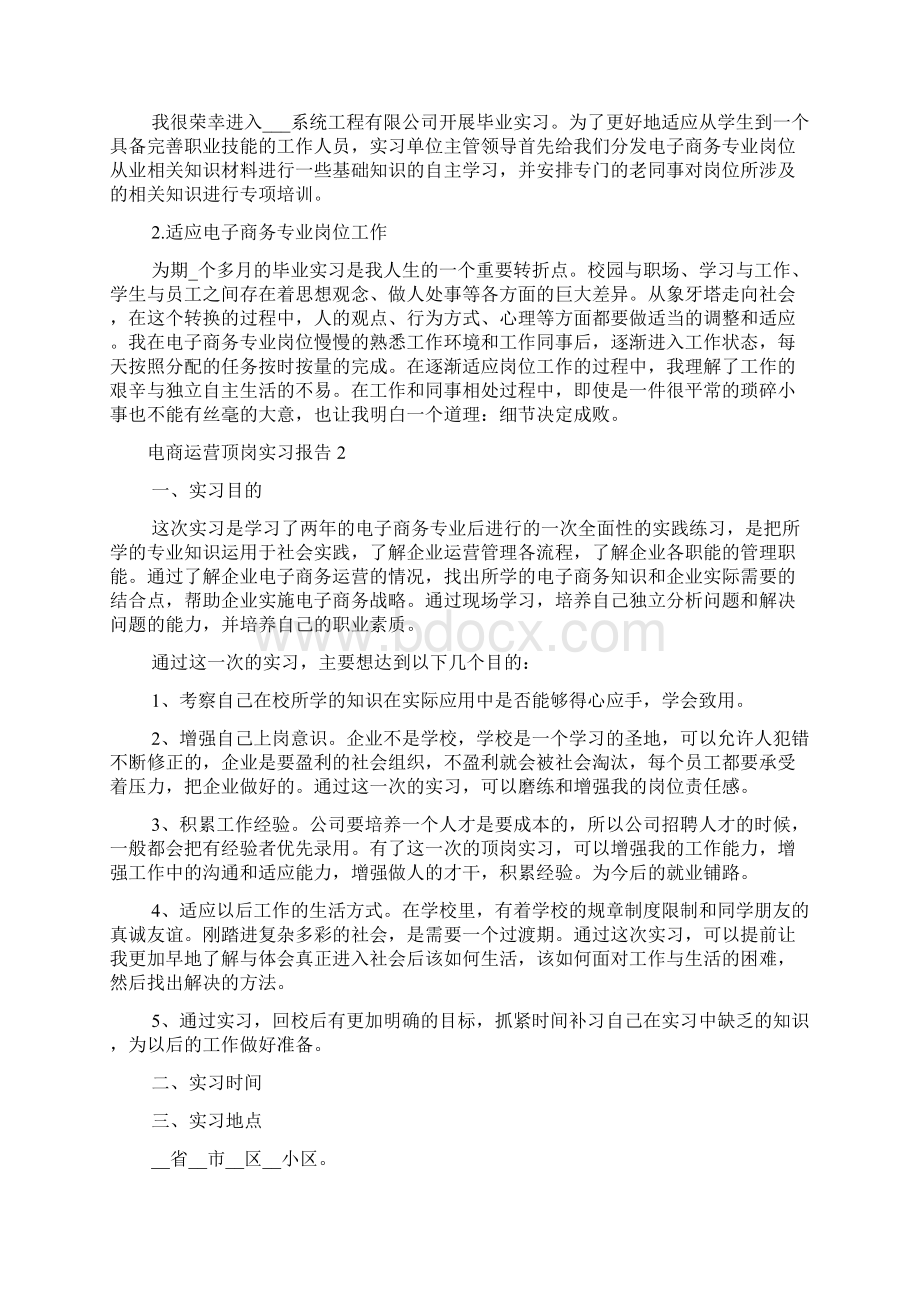 电商运营顶岗实习报告三篇Word格式.docx_第3页