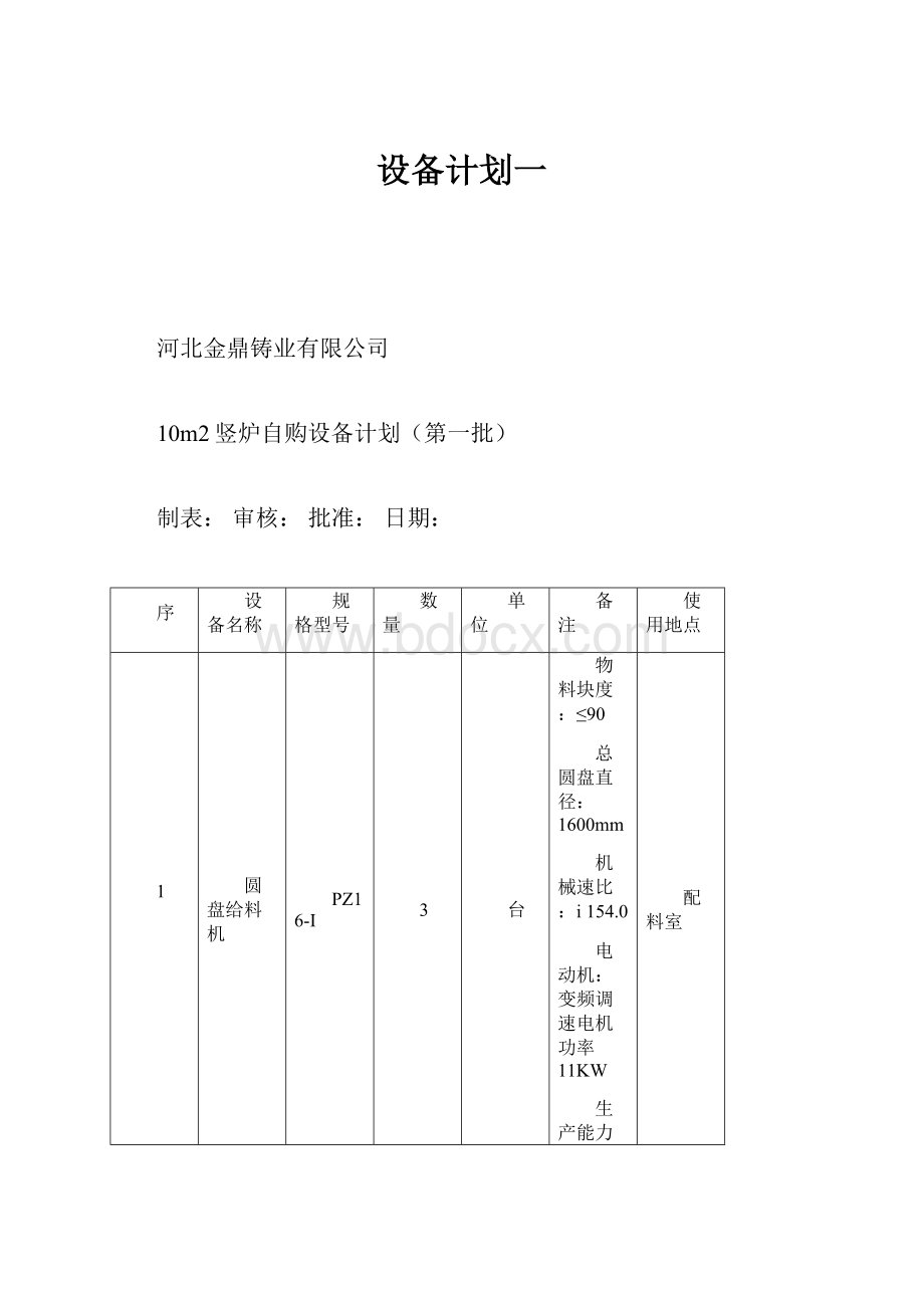 设备计划一.docx_第1页