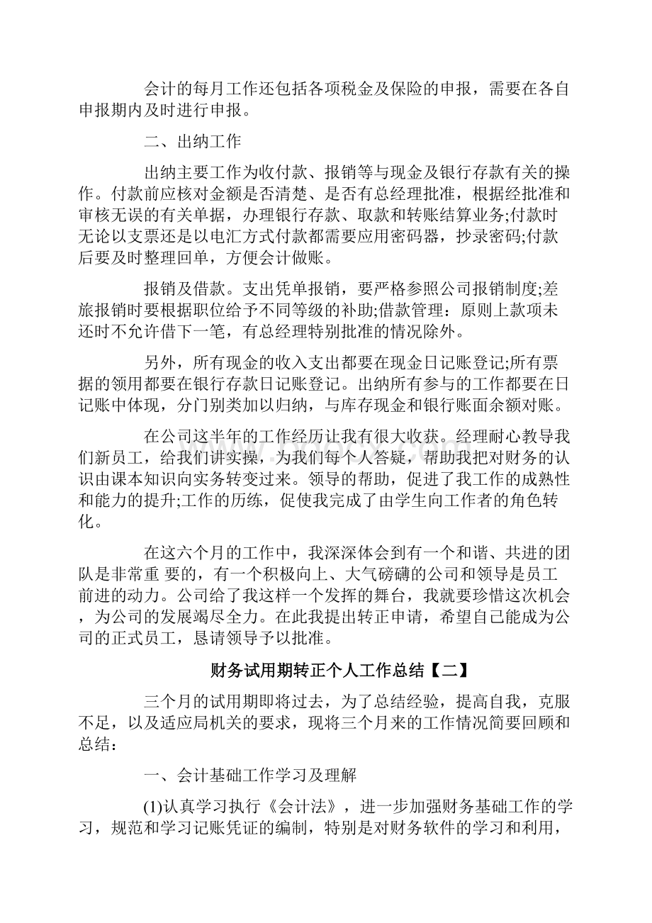 财务试用期转正个人工作总结.docx_第2页