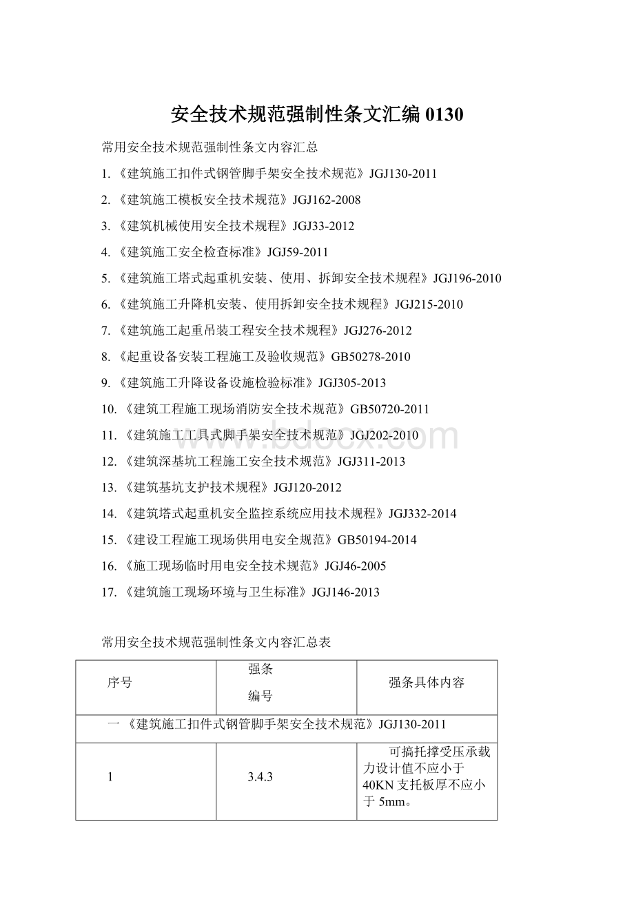 安全技术规范强制性条文汇编0130Word下载.docx