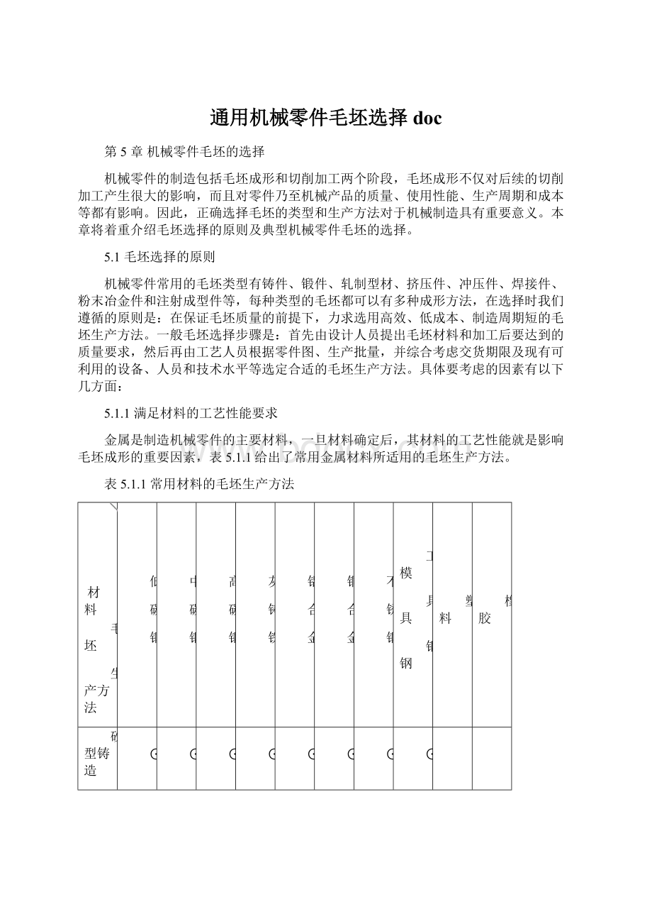 通用机械零件毛坯选择docWord格式文档下载.docx_第1页