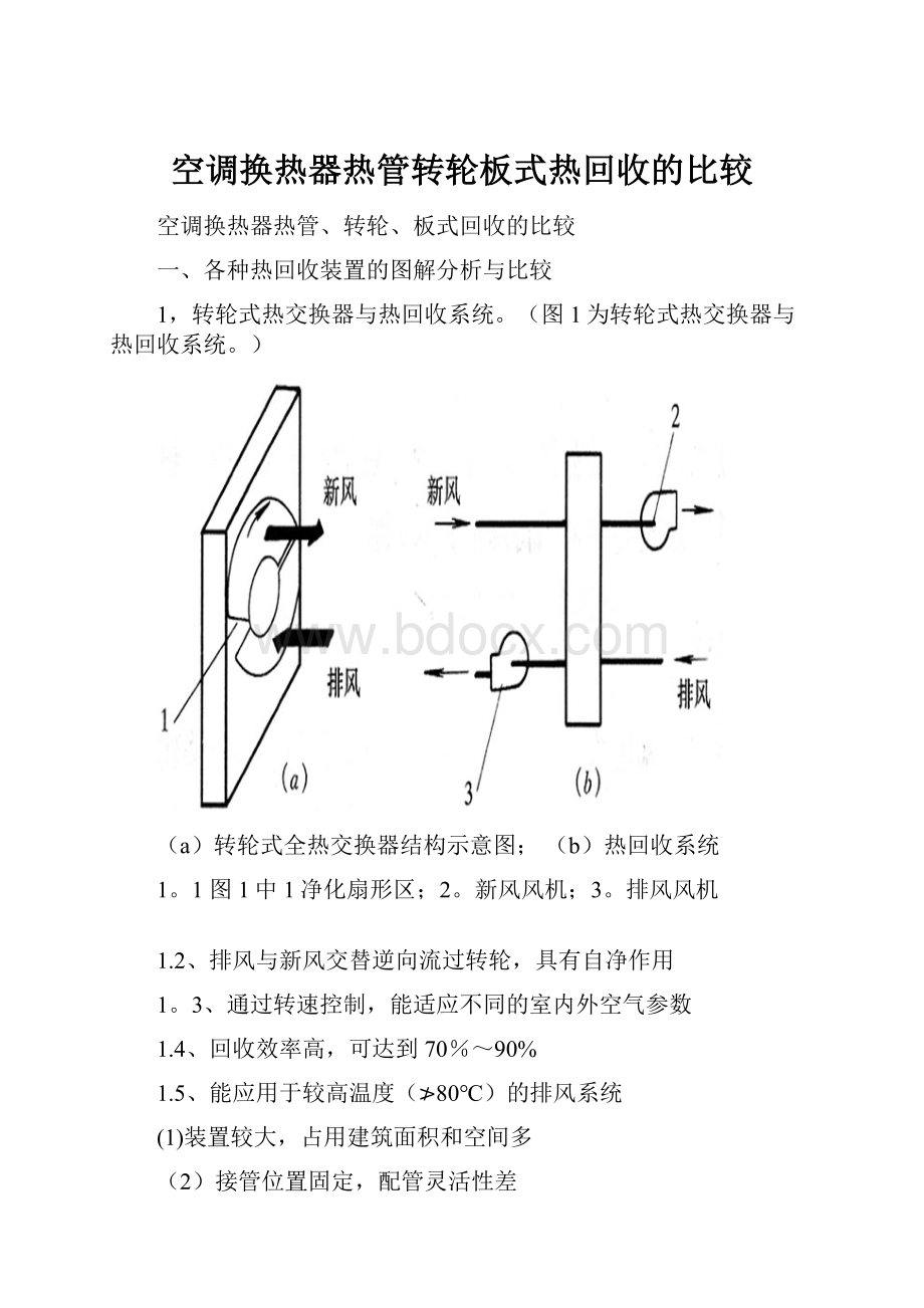 空调换热器热管转轮板式热回收的比较文档格式.docx_第1页