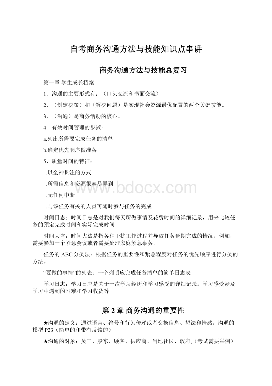 自考商务沟通方法与技能知识点串讲.docx_第1页