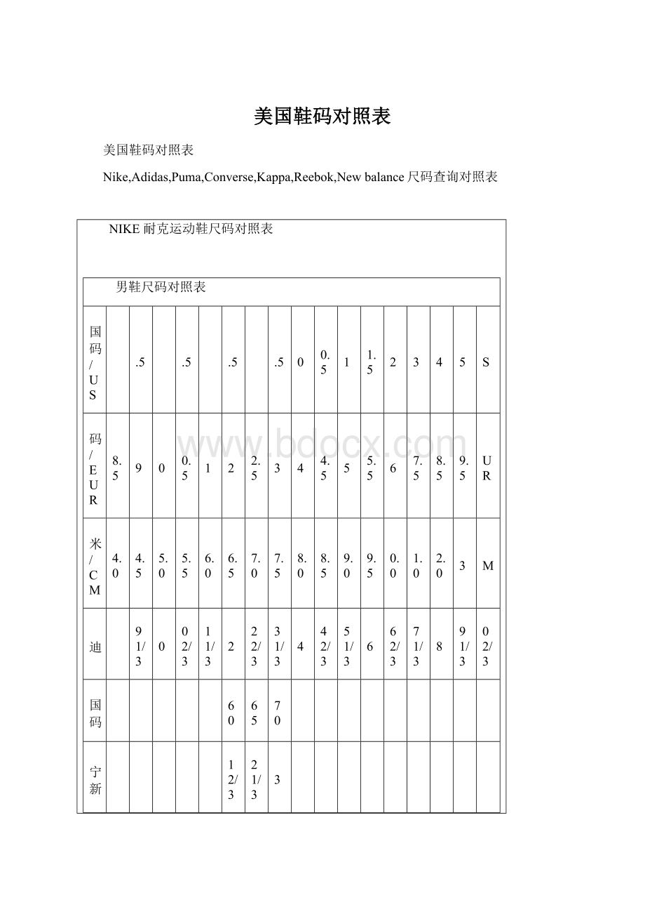 美国鞋码对照表.docx_第1页