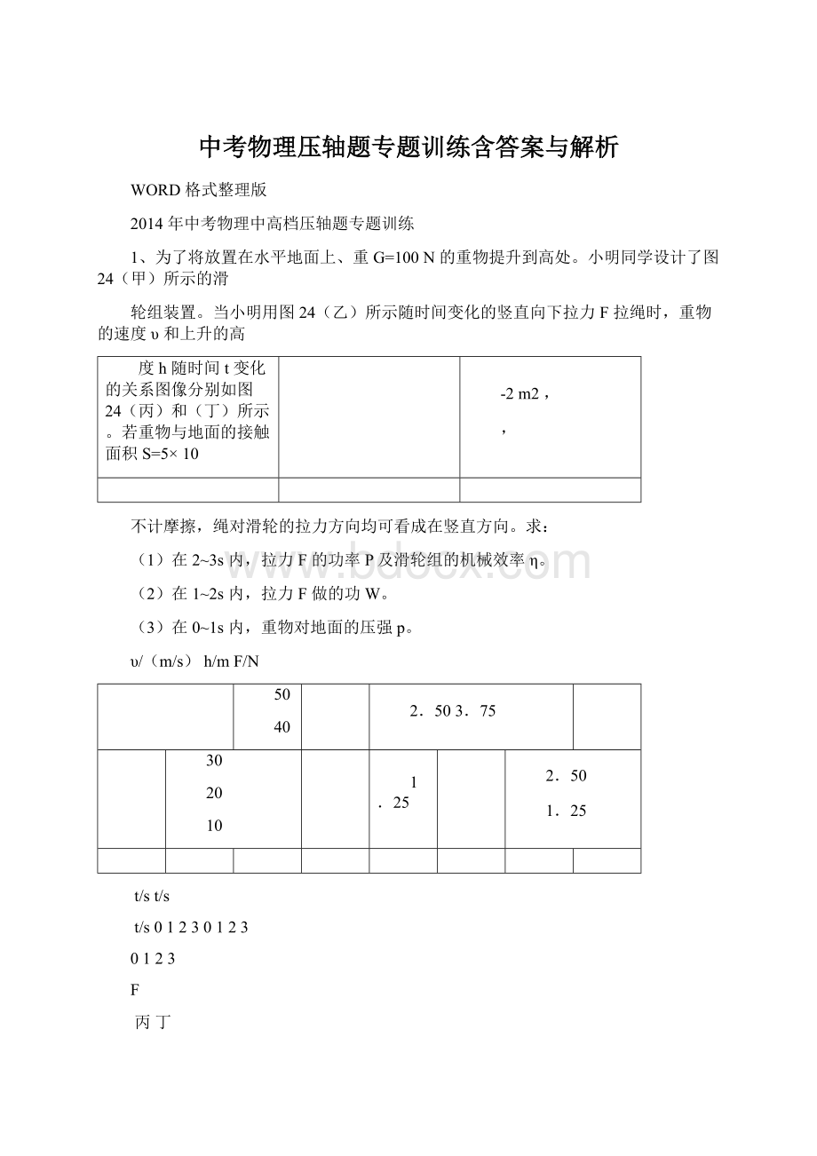 中考物理压轴题专题训练含答案与解析Word文档格式.docx