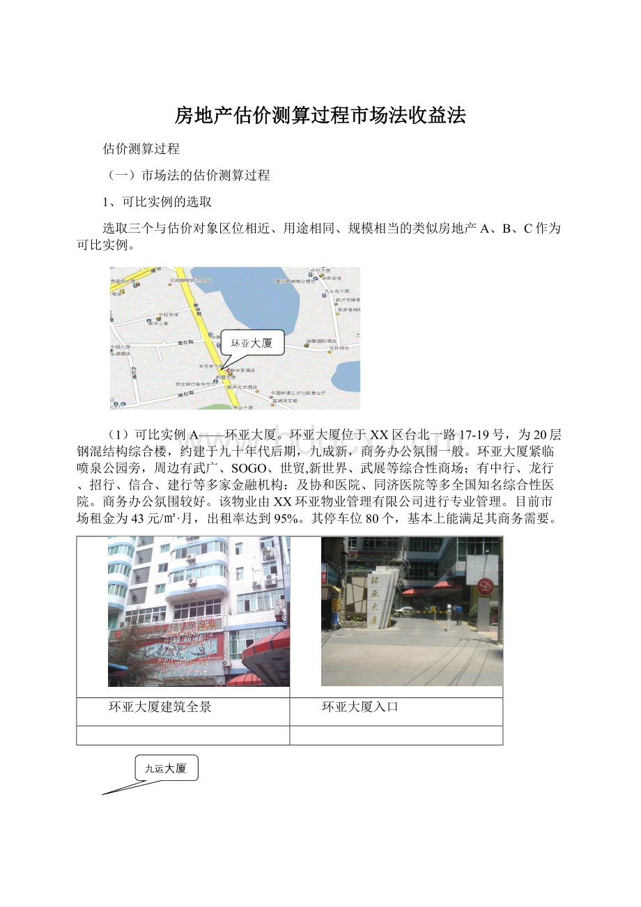 房地产估价测算过程市场法收益法.docx