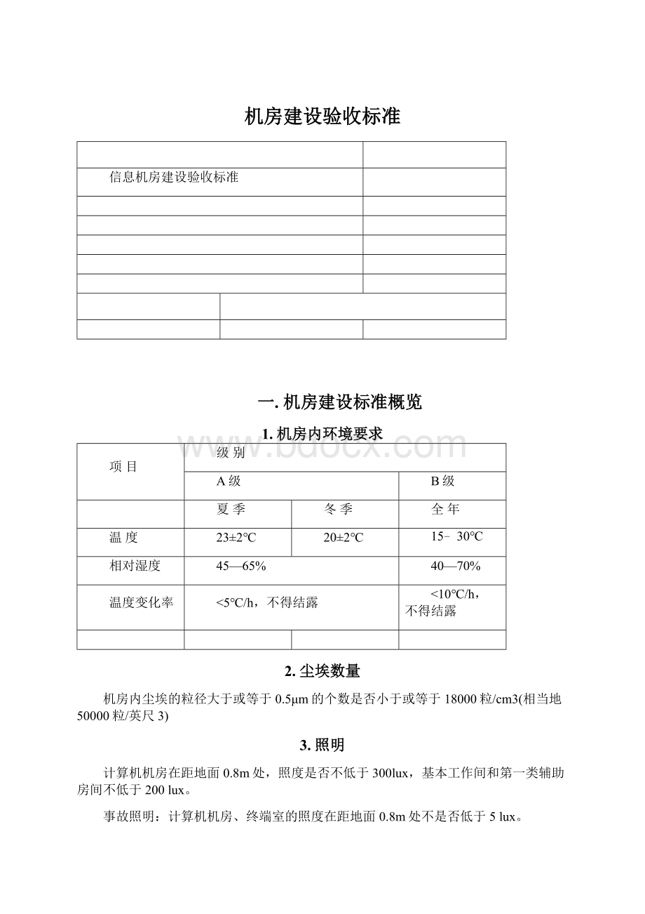 机房建设验收标准Word文档下载推荐.docx