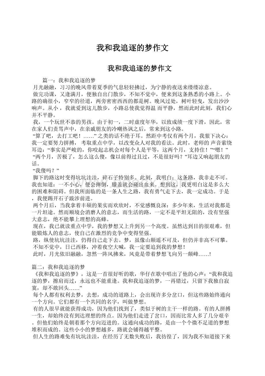 我和我追逐的梦作文Word格式.docx