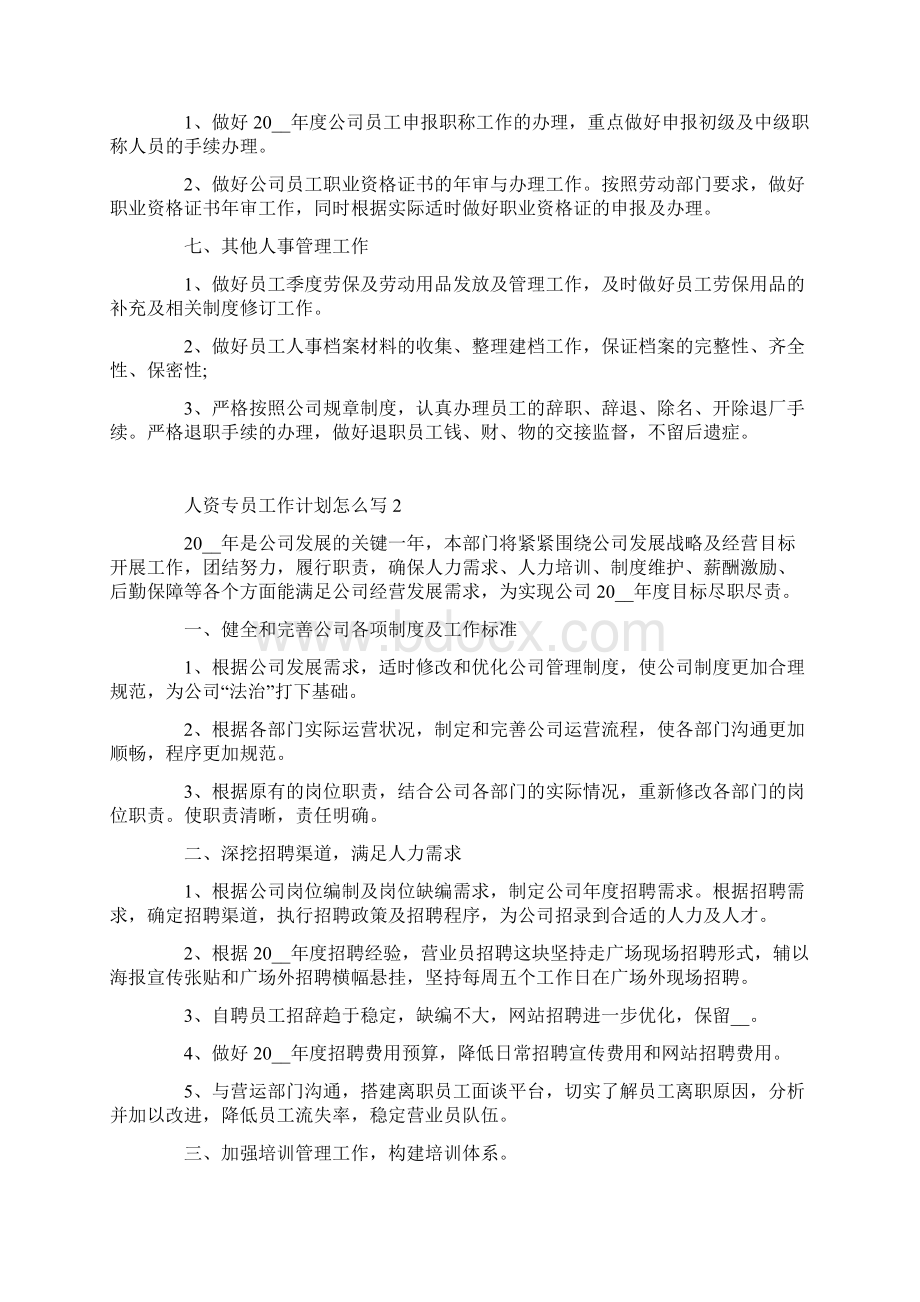 人资专员工作计划怎么写.docx_第2页