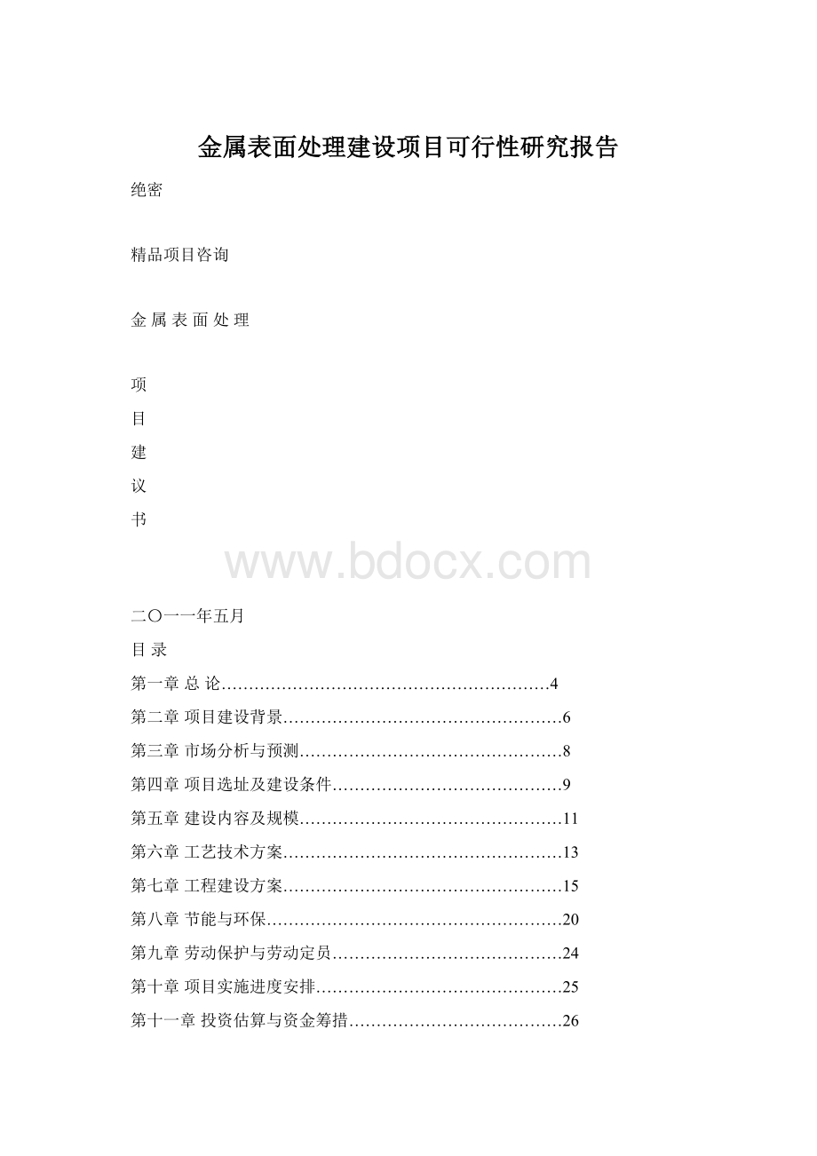 金属表面处理建设项目可行性研究报告.docx_第1页