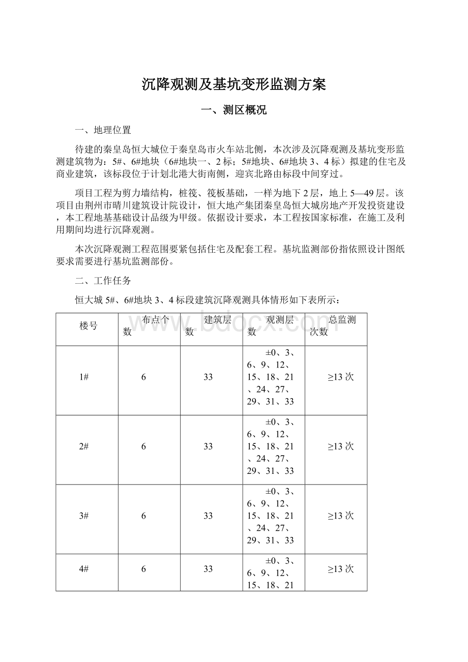 沉降观测及基坑变形监测方案.docx_第1页