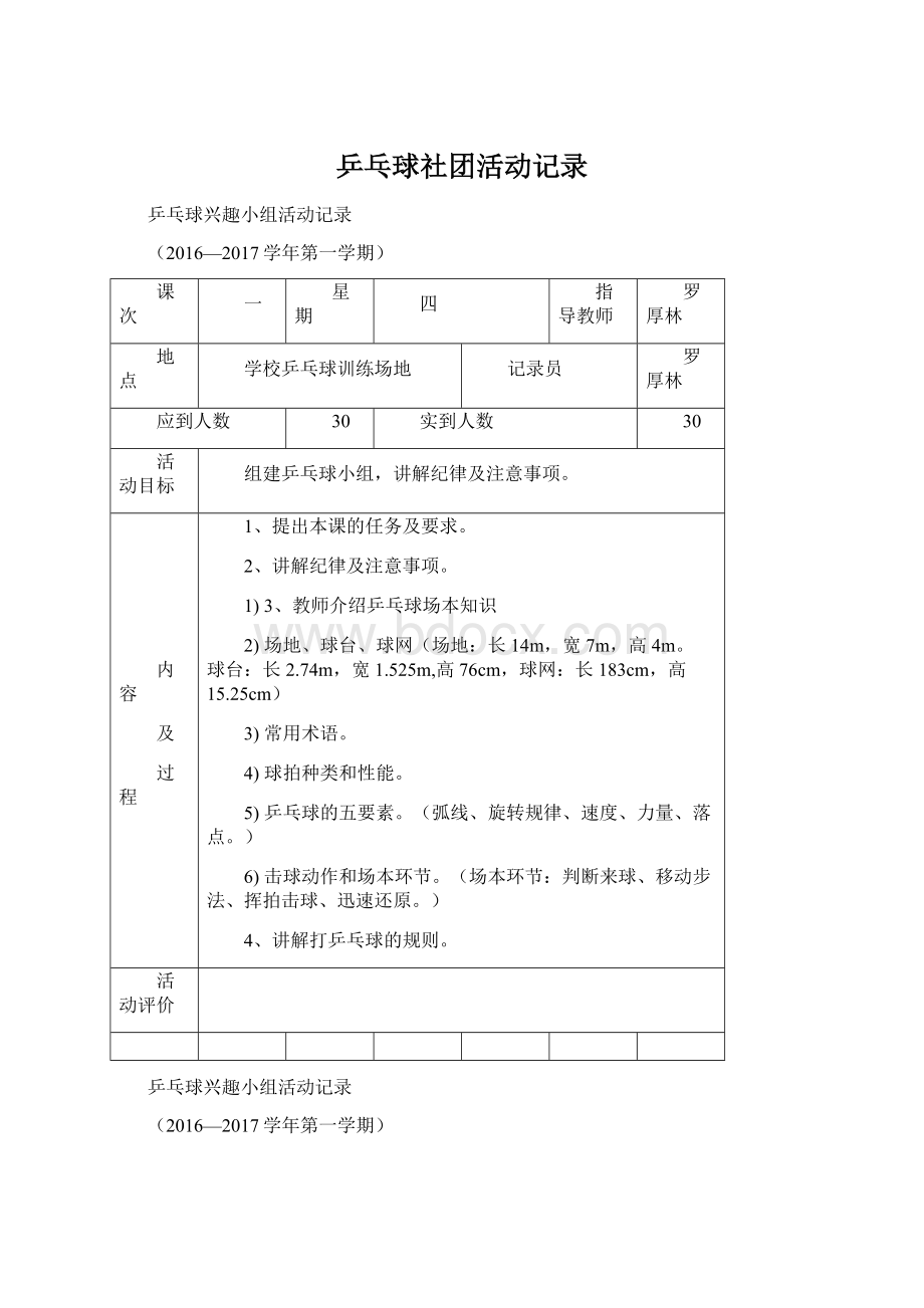 乒乓球社团活动记录.docx