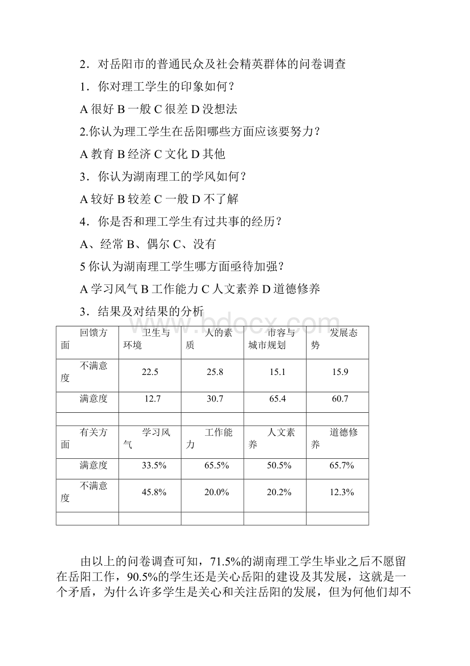 湖南理工学生对岳阳发展应起作用及未来影响的思考与探索.docx_第3页