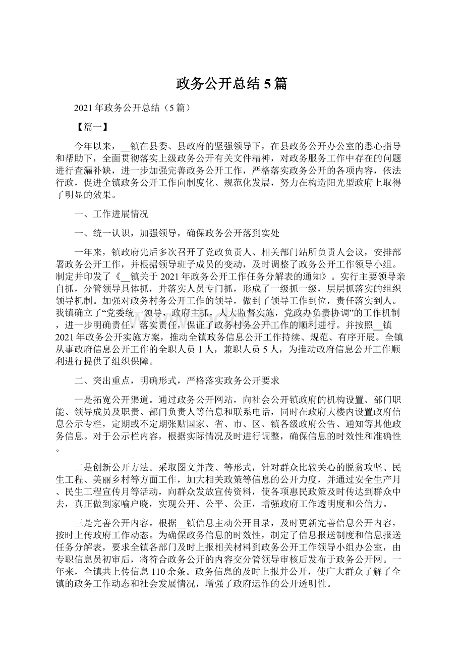 政务公开总结5篇.docx_第1页