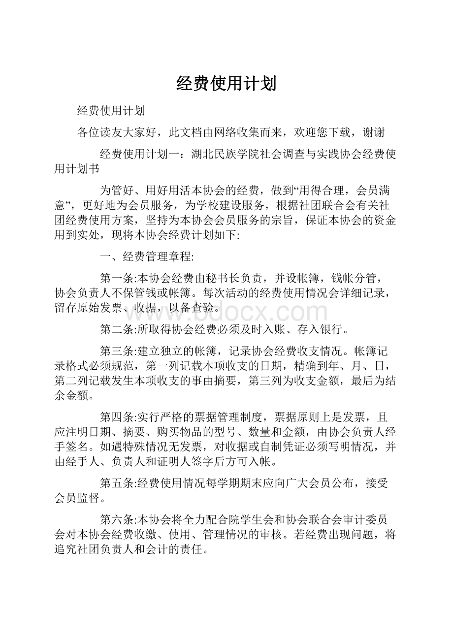 经费使用计划文档格式.docx