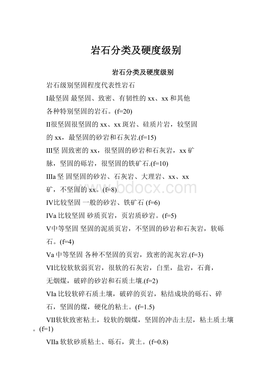 岩石分类及硬度级别Word文件下载.docx