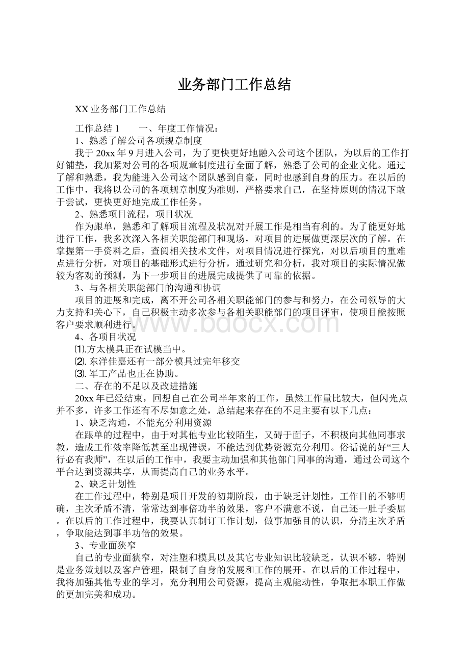 业务部门工作总结.docx