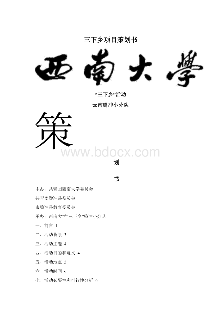 三下乡项目策划书Word下载.docx