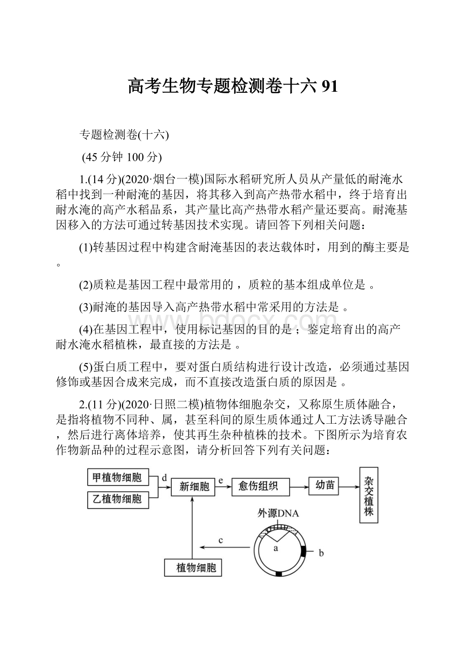 高考生物专题检测卷十六91文档格式.docx