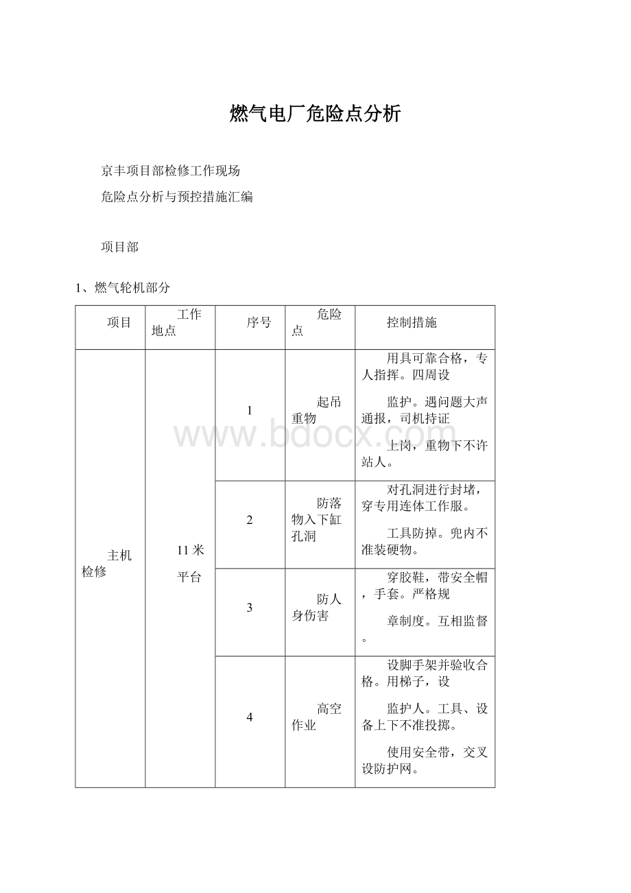 燃气电厂危险点分析.docx_第1页