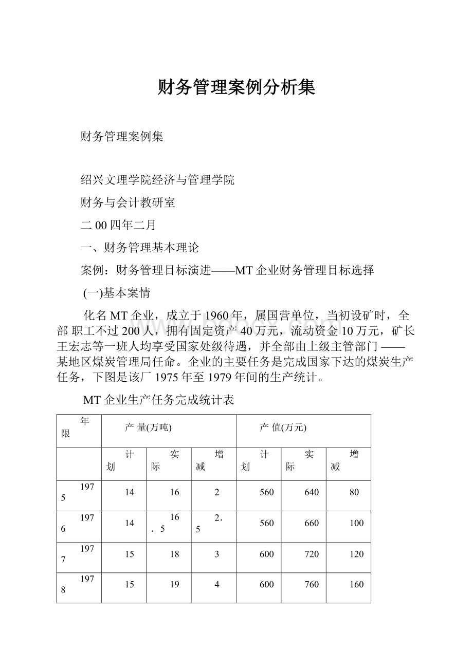 财务管理案例分析集Word下载.docx