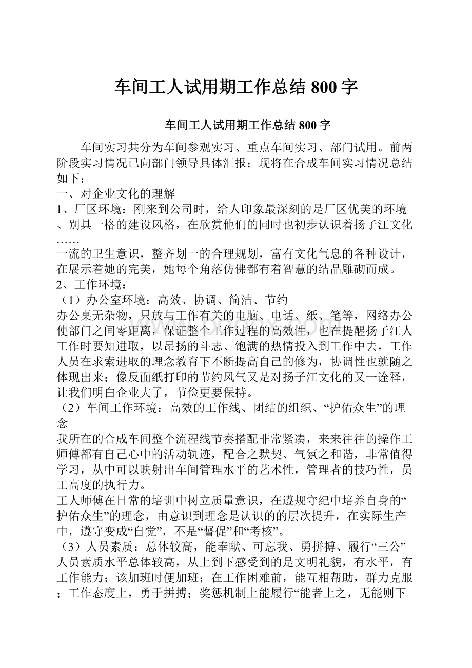 车间工人试用期工作总结800字.docx