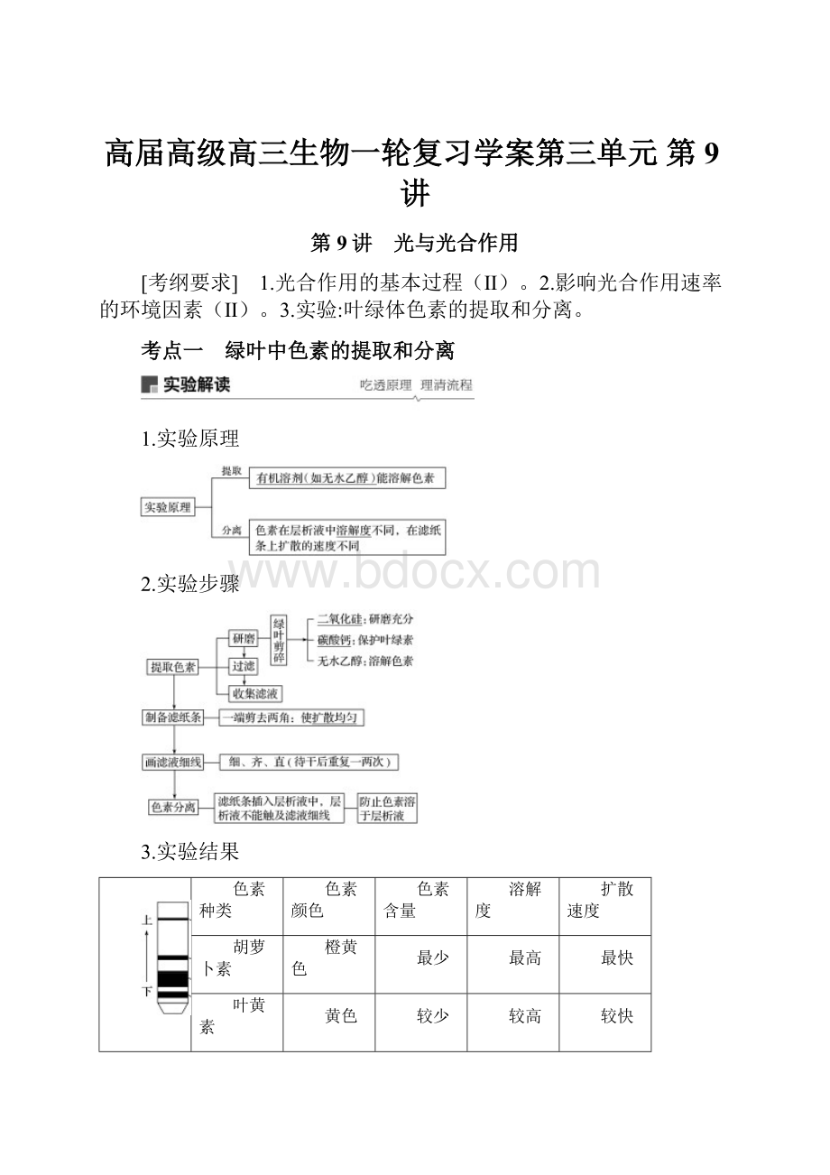 高届高级高三生物一轮复习学案第三单元 第9讲.docx