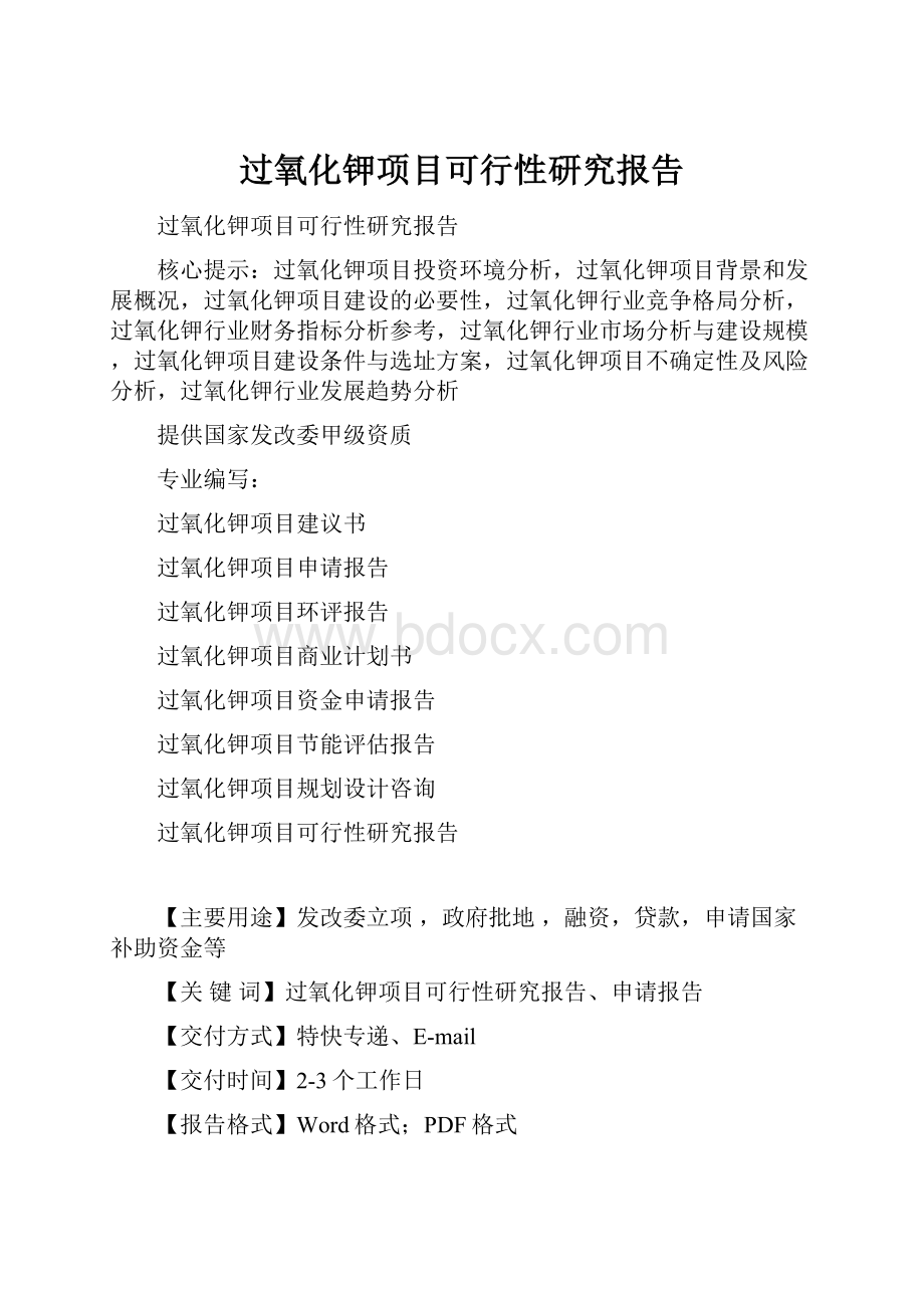 过氧化钾项目可行性研究报告Word文档下载推荐.docx