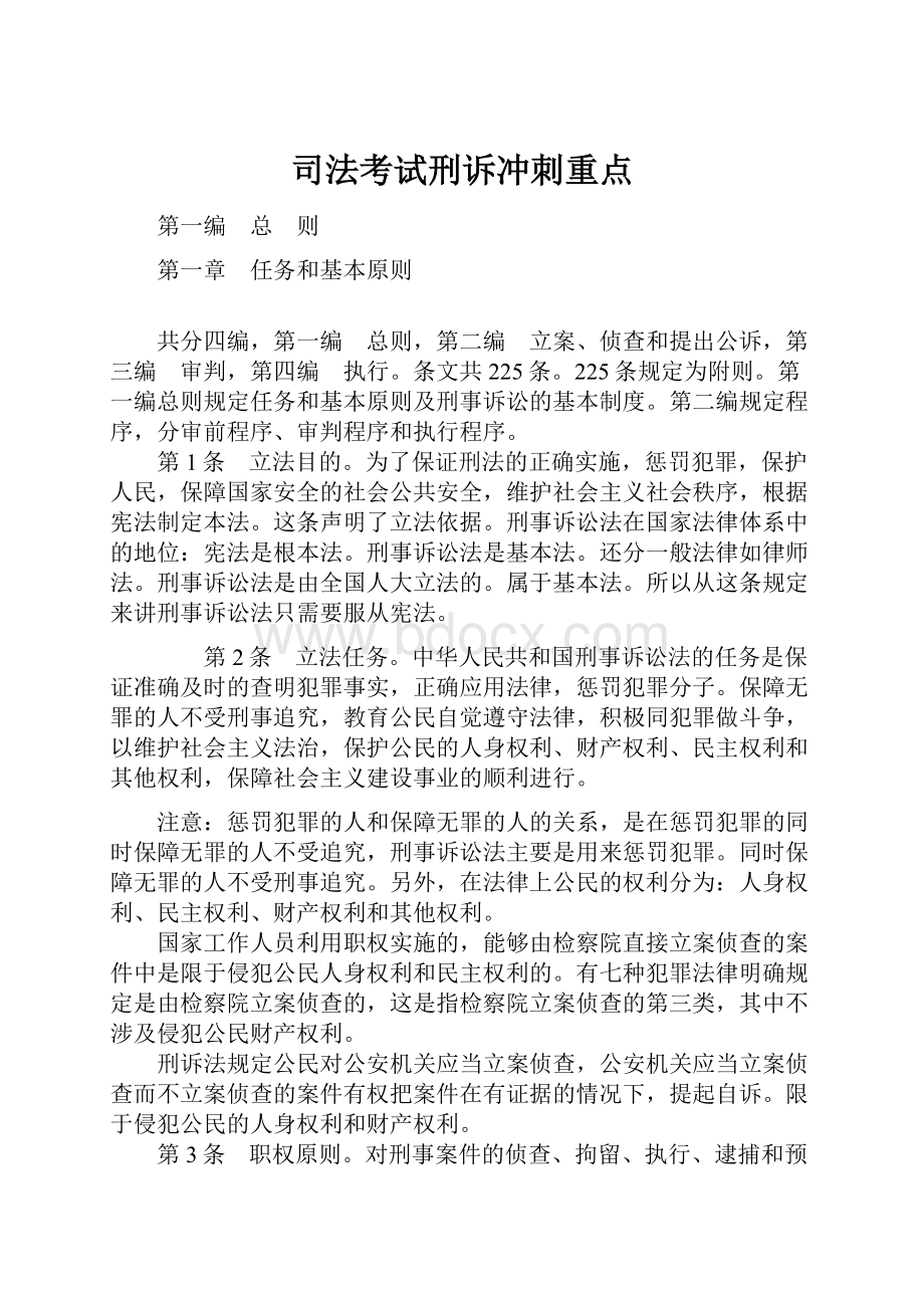 司法考试刑诉冲刺重点Word下载.docx