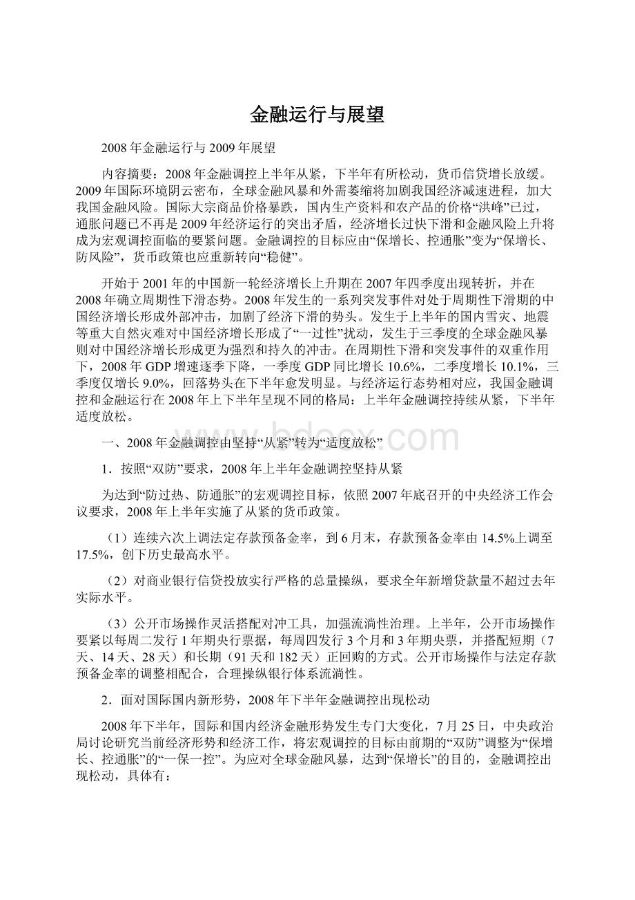 金融运行与展望文档格式.docx