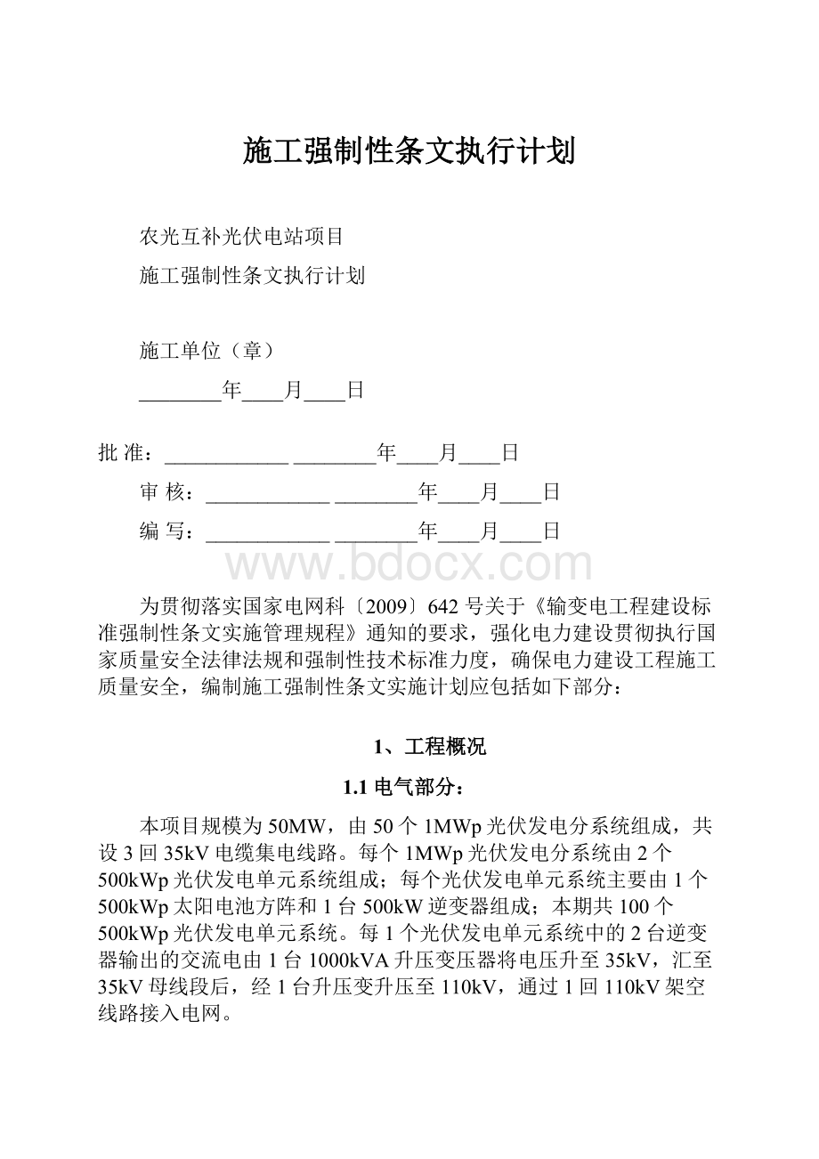 施工强制性条文执行计划Word下载.docx