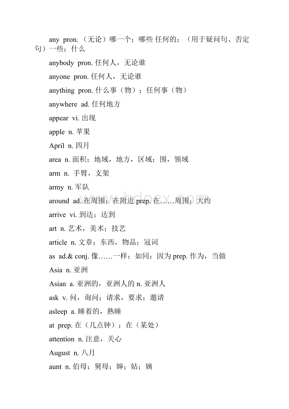 初中英语词汇表格.docx_第3页