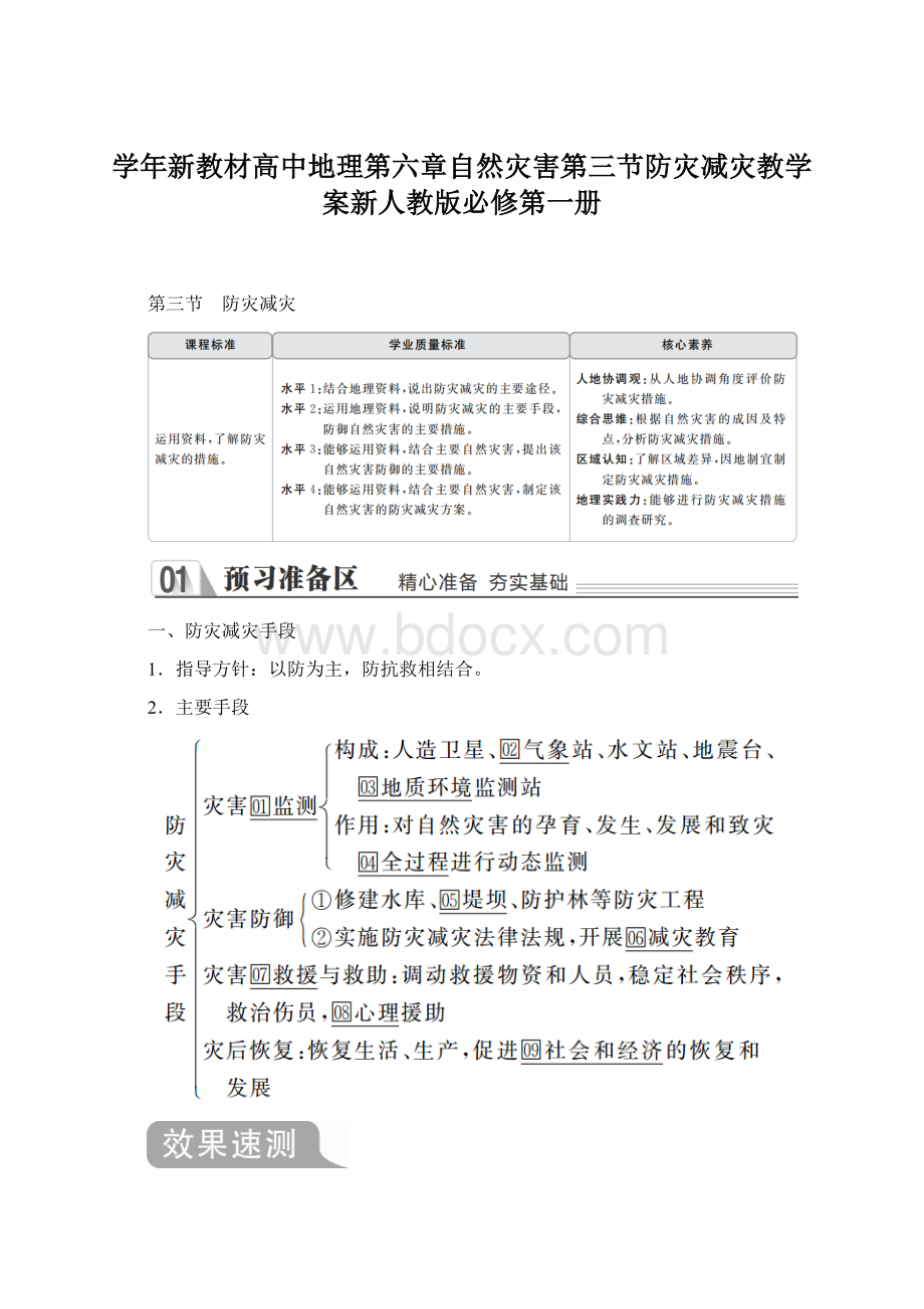 学年新教材高中地理第六章自然灾害第三节防灾减灾教学案新人教版必修第一册Word文档下载推荐.docx_第1页