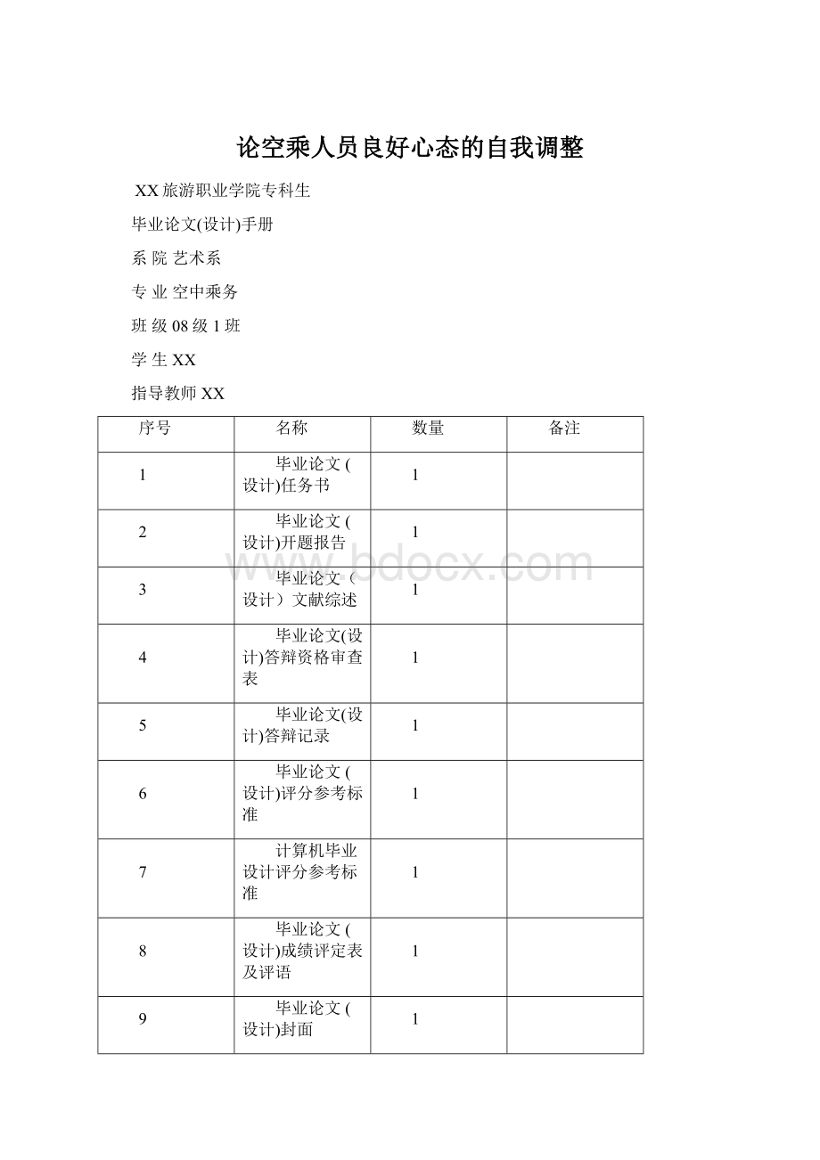 论空乘人员良好心态的自我调整.docx_第1页