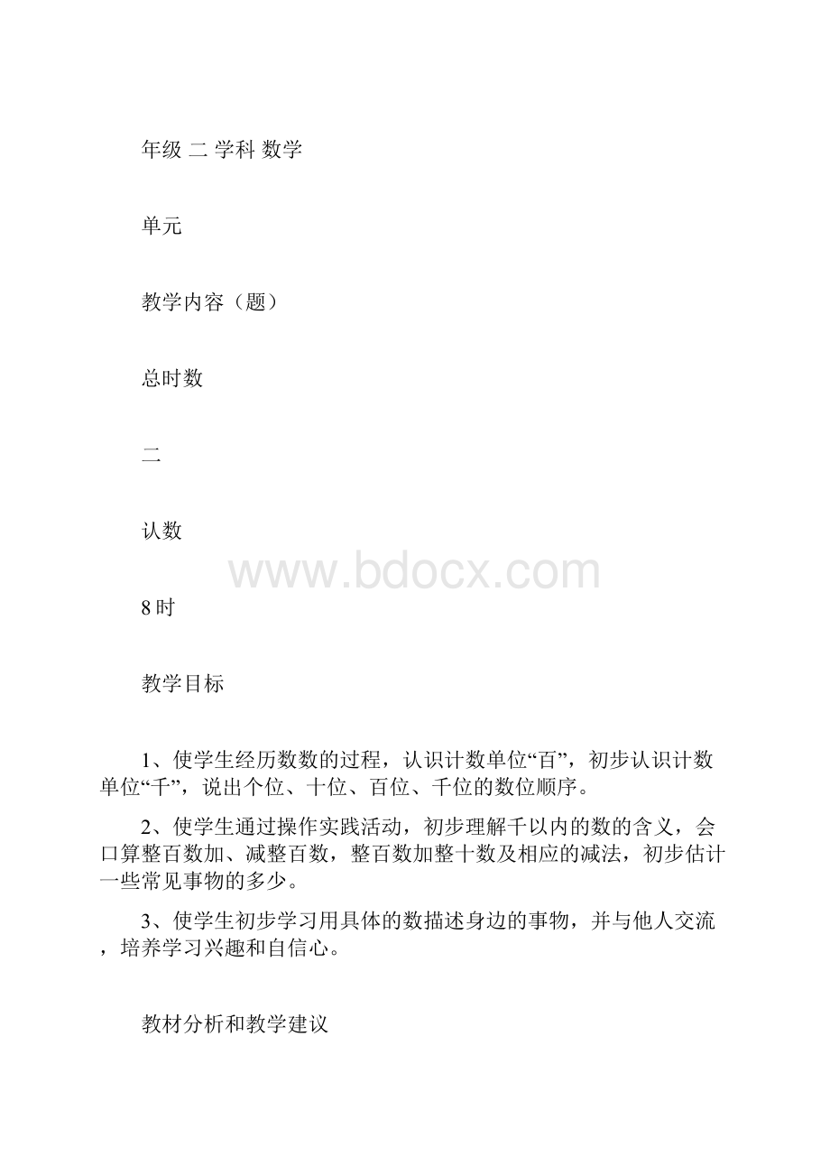 苏教版二年级第二学期数学教学计划及进度.docx_第3页