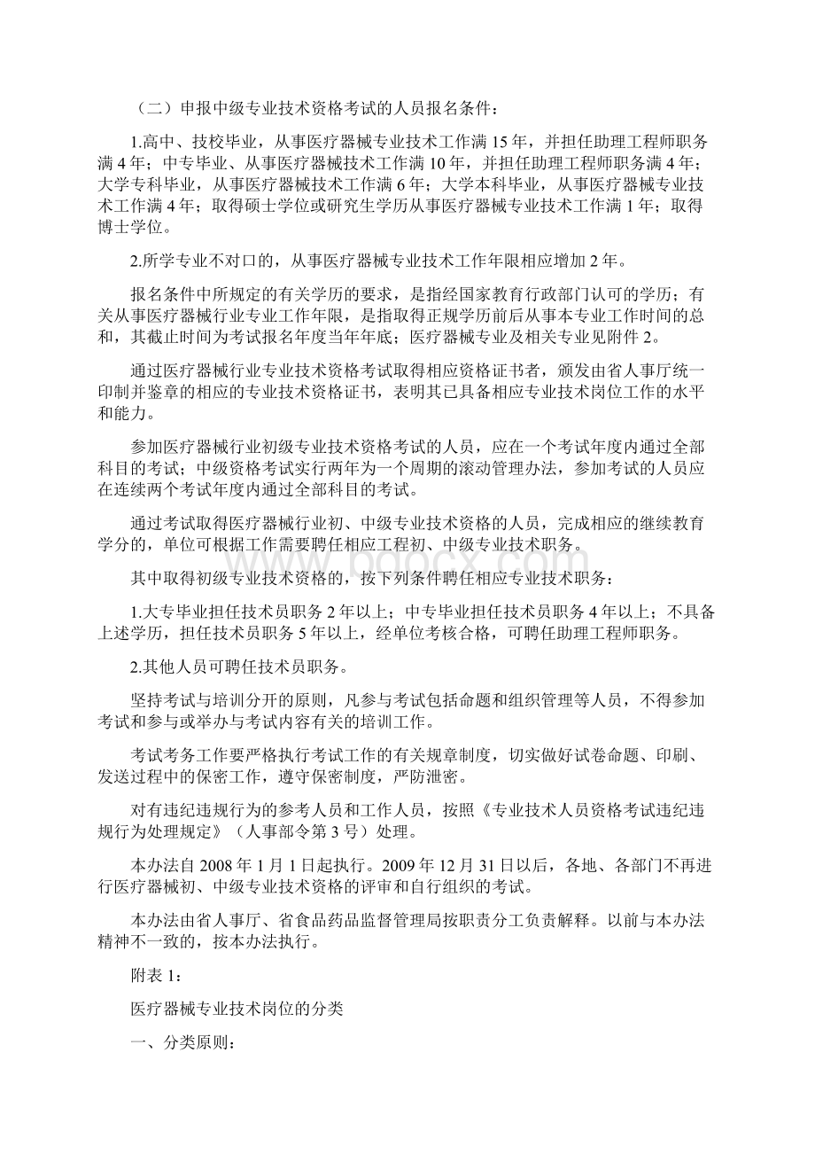 浙江省医疗器械行业初中级专业技术资格考试和聘任实施办法.docx_第2页