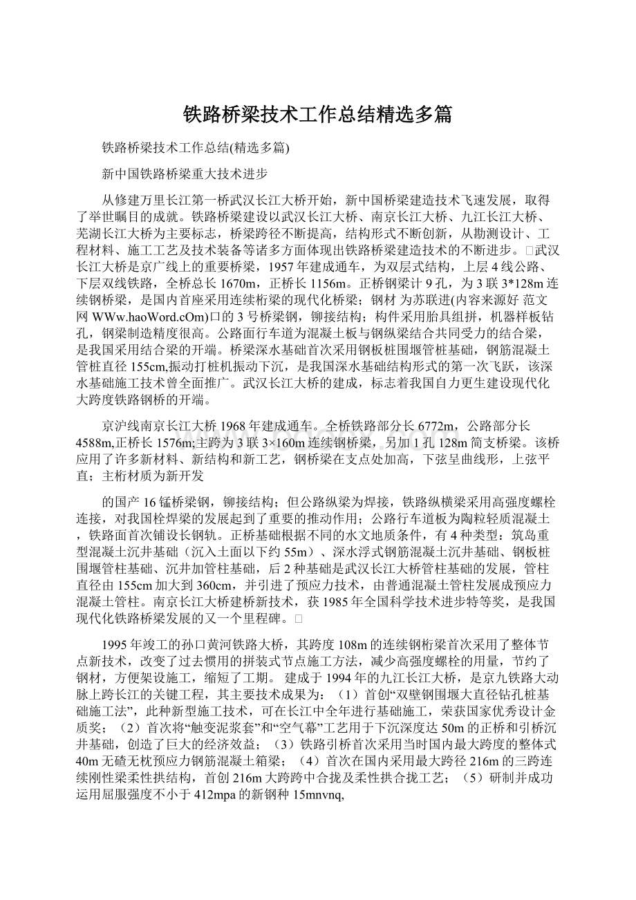 铁路桥梁技术工作总结精选多篇.docx